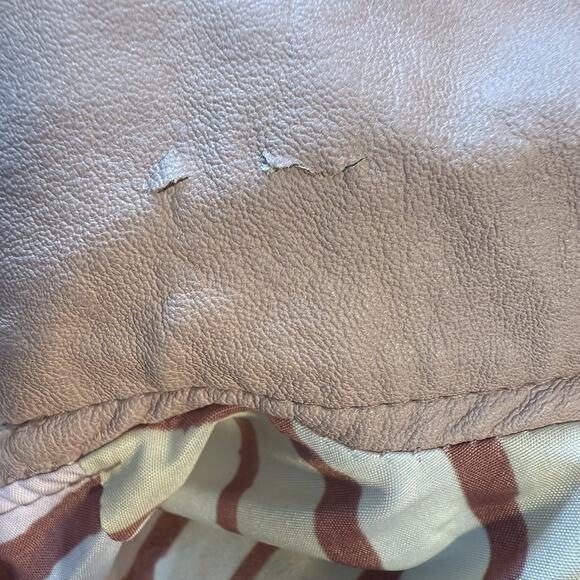 Anthropologie ETT:TWA Ripley Light Pink Faux Leather Moto Jacket SP Vegan Ribbed - Picture 14 of 16